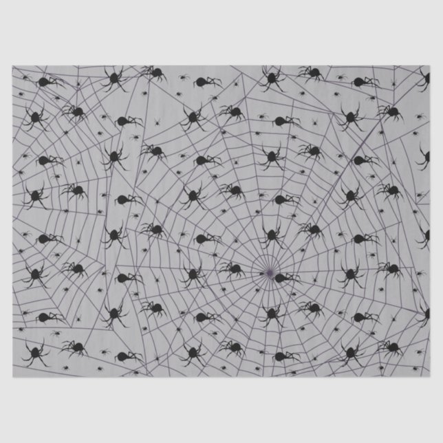 Creepy Black Spider Pattern auf Grau Seidenpapier (Vorderseite)