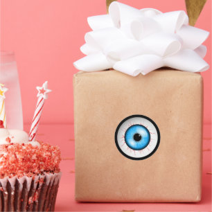 Creepy Blue Eyeball Runder Aufkleber