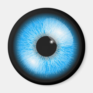 Creepy Blue Realistic Eyeball Print Magnet