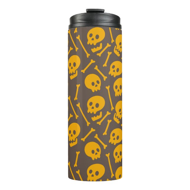 Creepy Bony Skulls und Knochen Thermal Tumbler Thermosbecher (Vorderseite)