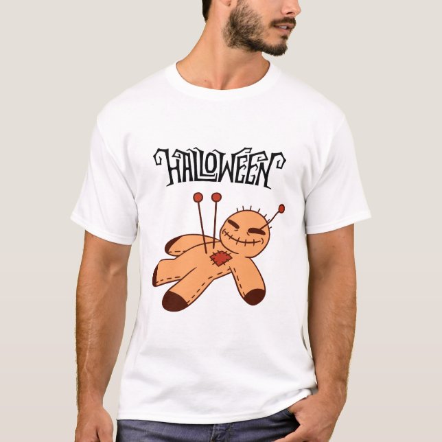 Creepy Brown Black Cartoon Voodoo Doll Halloween T-Shirt (Vorderseite)
