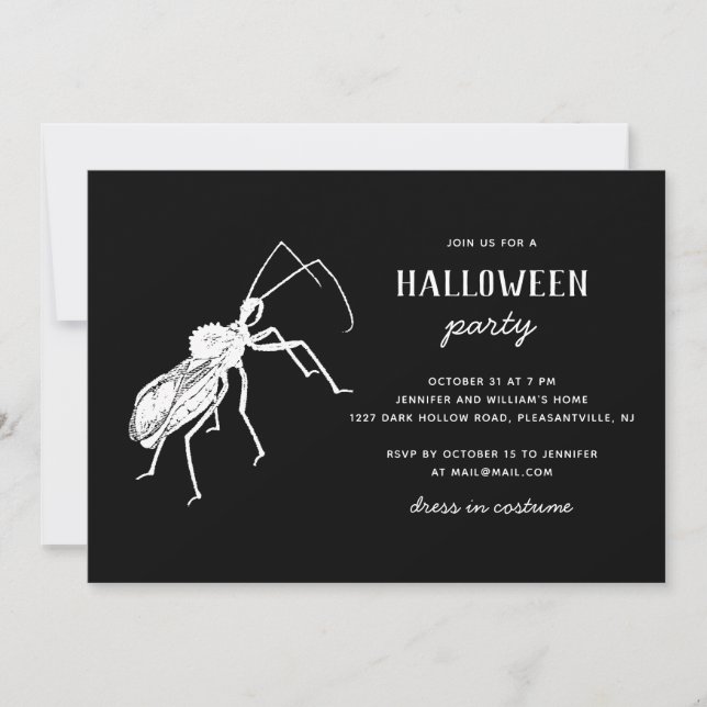 Creepy Bug Black Halloween-Party | Spooky Insect Einladung (Vorderseite)