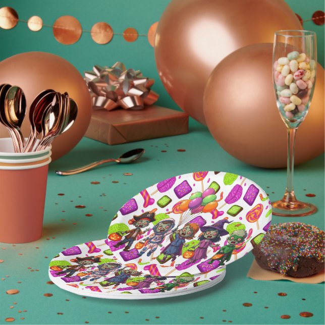 Creepy Candy Zombie Mashup For Halloween Pappteller (Multi)
