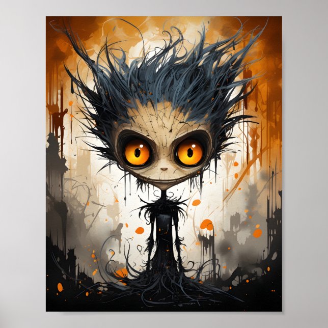 Creepy Cartoon Fantasy Halloween Monster Tree Poster (Vorne)