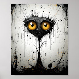 Creepy Cartoon Fantasy Halloween Monster Tree Poster
