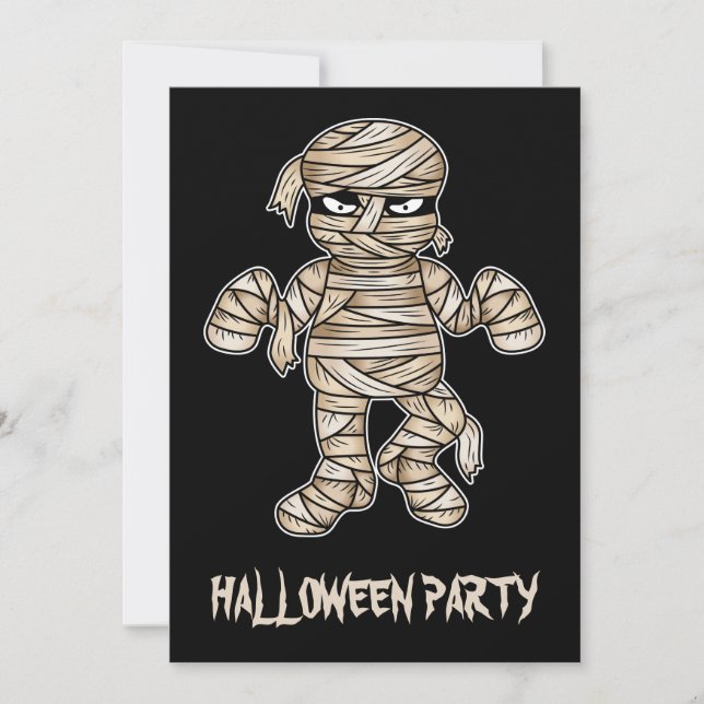 Creepy Cartoon Mummy Halloween-Party Einladung (Vorderseite)