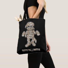Creepy Cartoon Mummy & Happy Halloween Text