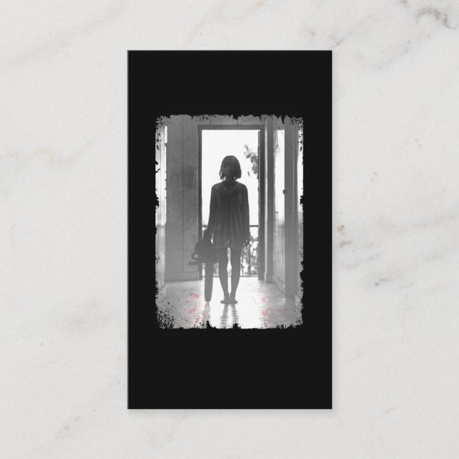 Creepy Chainsaw Girl Horror Dark Art Visitenkarte (Vorderseite)