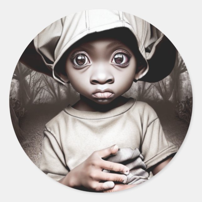 Creepy Chibi Ethnic Boy mit Pumpkin Halloween Runder Aufkleber (Vorderseite)