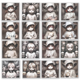 Creepy Chibi Kid Ghosts Spooky Halloween Aufkleber