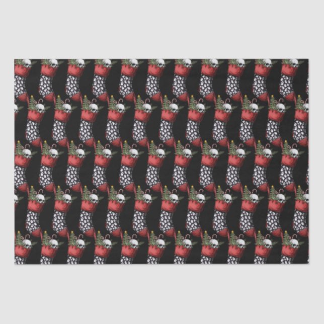 Creepy Christmas Gothic Skull Strumpf Seidenpapier (Vorderseite)