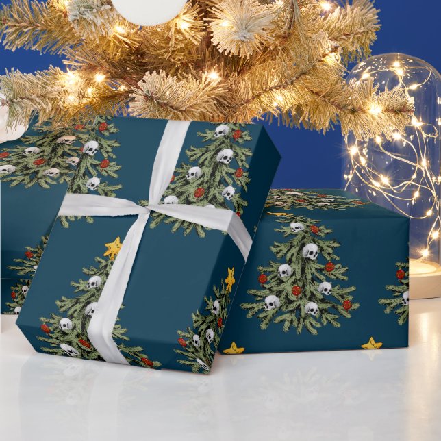 Creepy Christmas Tree Skull Wrapping Paper Geschenkpapier (Feiertage)