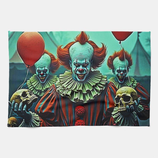 Creepy Clown Horror Scene Design Geschirrtuch (Horizontal)