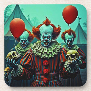 Creepy Clown Horror Scene Design Getränkeuntersetzer