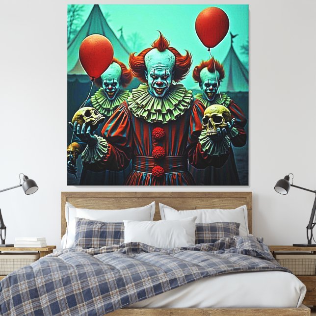 Creepy Clown Horror Scene Design Leinwanddruck (Insitu (Schlafzimmer))