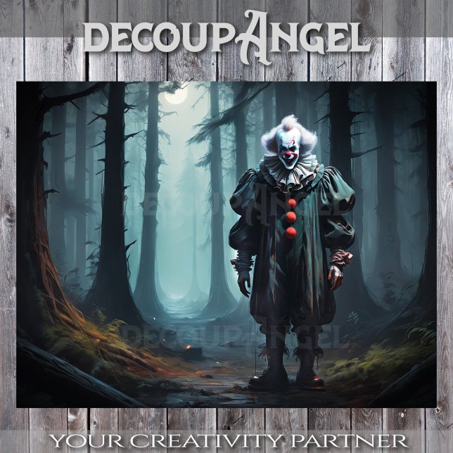 Creepy Clown im Schatten - Decoupage Seidenpapier (Von Creator hochgeladen)