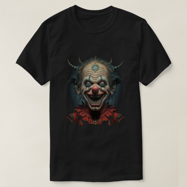 Creepy Clown mit Creepy Grin T-Shirt (Design vorne)