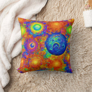 Creepy Colorful Sad Planets Kissen