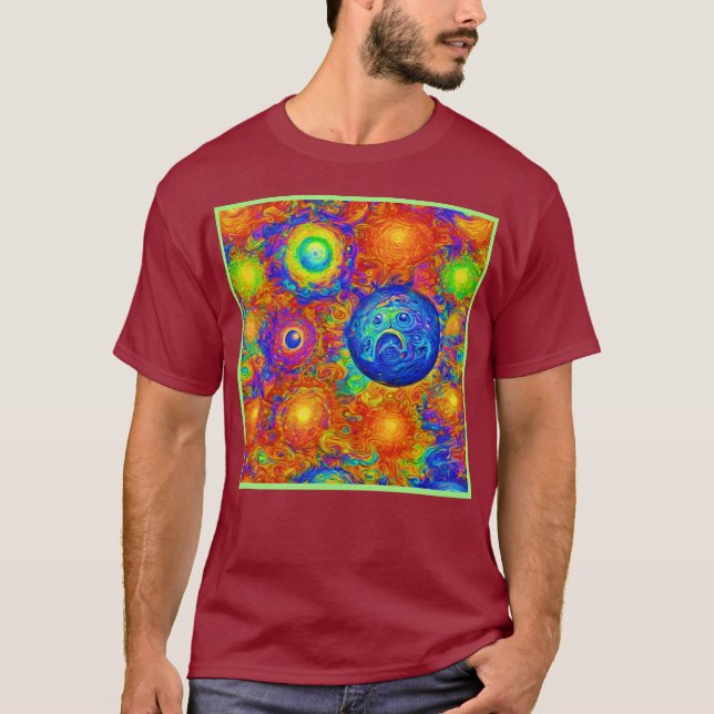 Creepy Colorful Sad Planets T-Shirt (Vorderseite)