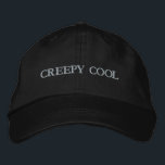 CREEPY COOL Show off your Spooky Style Black-Hat  Bestickte Baseballkappe<br><div class="desc">Show off your spooky style with the "CREEPY COOL" Embroidered Cap in classic black. This Alternative Apparel Basic Adjustable Cap blends comfort, quality, and attitude—perfect for Halloween season or year-round edge. With its one size fits all adjustable fit and bold embroidery, it’s a must-have for anyone who loves a mix...</div>