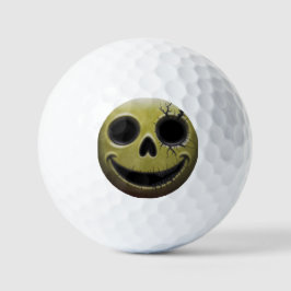 Creepy Cracked Smiley Skull Golfball