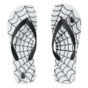 Creepy Crawly Spiders Lurking im Spirit Web Flip Flops