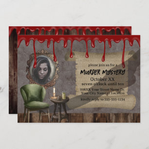 Creepy Custom Foto Murder Mystery Halloween-Party Einladung