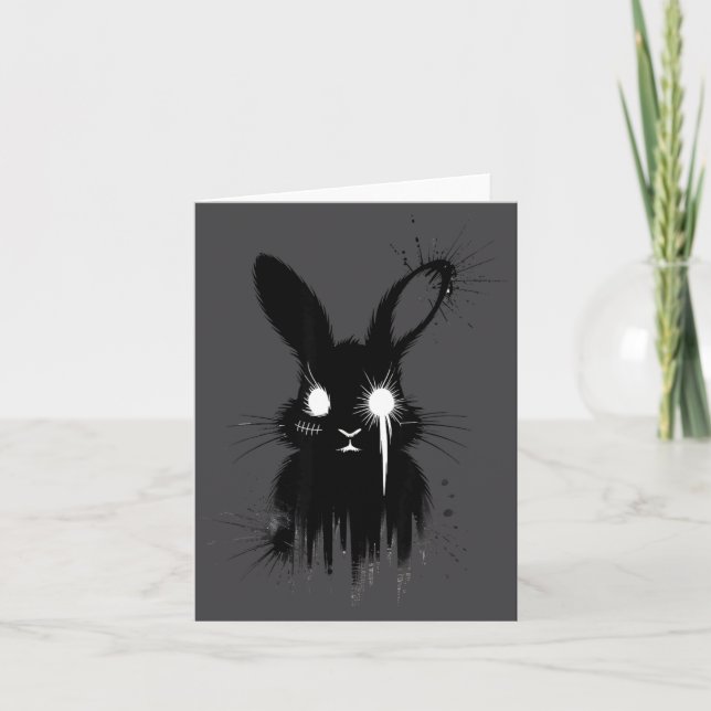 Creepy Cute Goth Bunny Horror Rabbit Sketch Alt Ng Karte (Vorderseite)