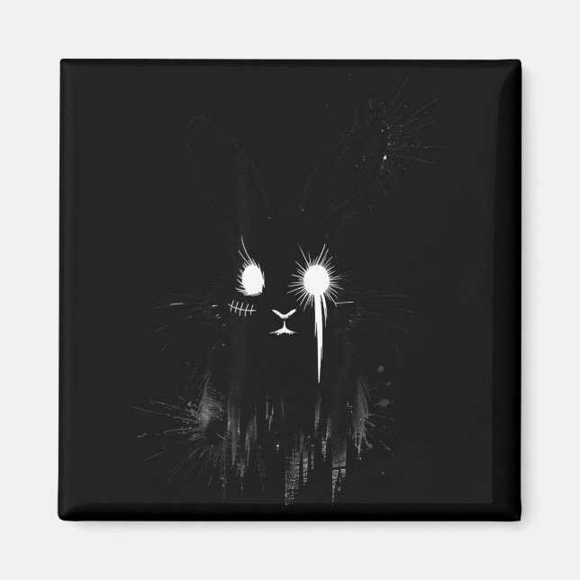 Creepy Cute Goth Bunny Horror Rabbit Sketch Alt Ng Magnet (Vorne)