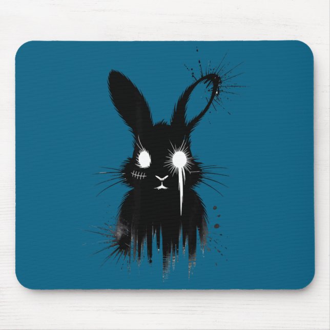 Creepy Cute Goth Bunny Horror Rabbit Sketch Alt Ng Mousepad (Vorne)