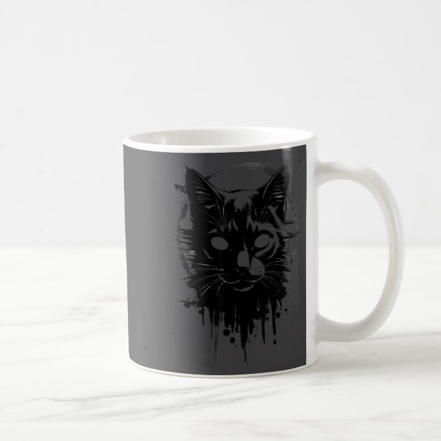 Creepy Cute Goth Cat Horror Kitty Sketch Alt Nge E Kaffeetasse (Rechts)