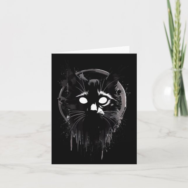 Creepy Cute Goth Cat Horror Kitty Sketch Alt Nge E Karte (Vorderseite)