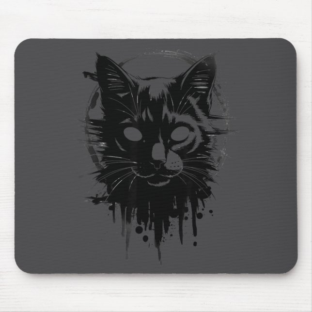 Creepy Cute Goth Cat Horror Kitty Sketch Alt Nge E Mousepad (Vorne)
