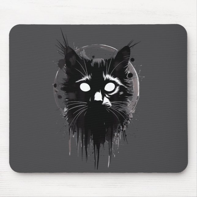 Creepy Cute Goth Cat Horror Kitty Sketch Alt Nge E Mousepad (Vorne)