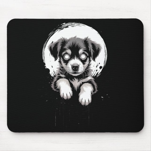 Creepy Cute Goth Dog Horror Puppy Sketch Alt Nge E Mousepad (Vorne)