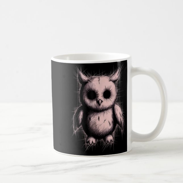 Creepy Cute Goth Owl Horror Sketch Alt Nge Evil  Kaffeetasse (Rechts)