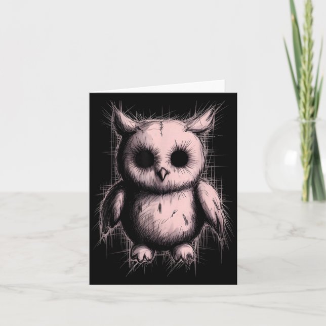 Creepy Cute Goth Owl Horror Sketch Alt Nge Evil  Karte (Vorderseite)