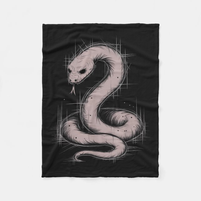 Creepy Cute Goth Python Horror Snake Sketch Alt Ng Fleecedecke (Vorderseite)