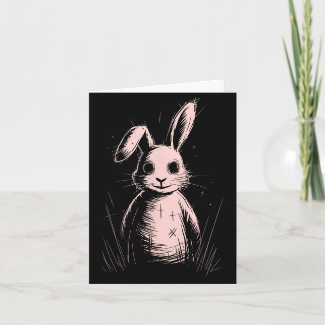 Creepy Cute Goth Rabbit Horror Bunny Sketch Alt Ng Karte (Vorderseite)
