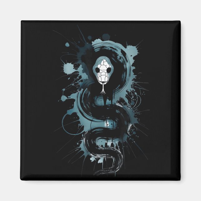 Creepy Cute Goth Snake Horror Snake Sketch Alt Nge Magnet (Vorne)