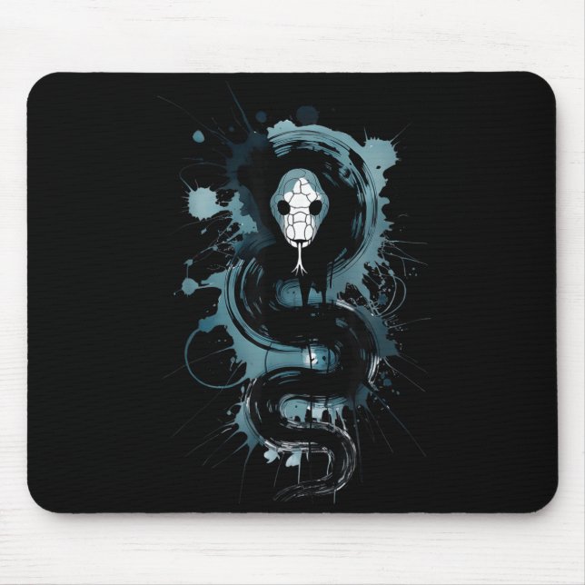 Creepy Cute Goth Snake Horror Snake Sketch Alt Nge Mousepad (Vorne)
