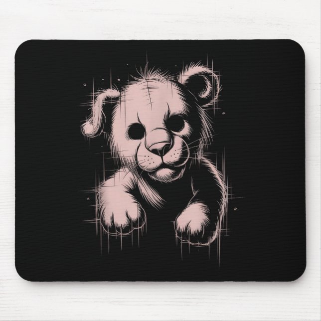 Creepy Cute Goth Teddy Lion Horror Sketch Nge Bear Mousepad (Vorne)