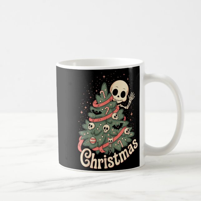 Creepy Cute Kawaii Skeleton Christmas Tree Skull B Kaffeetasse (Rechts)