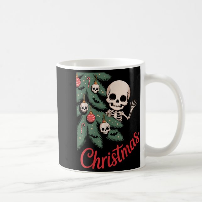 Creepy Cute Kawaii Skeleton Christmas Tree Skull B Kaffeetasse (Rechts)