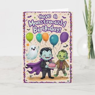 Creepy Cute Monsters Kids Birthday  Karte