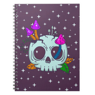 Creepy Cute Skull & Mushroom Notebook Notizblock