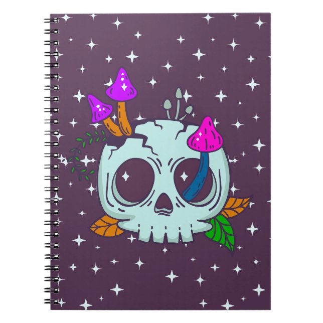 Creepy Cute Skull & Mushroom Notebook Notizblock (Vorderseite)