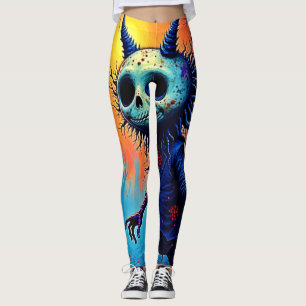 Creepy Dämon in spöttischem Holzdesign Leggings