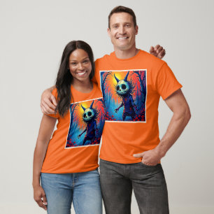 Creepy Dämon in spöttischem Holzdesign T-Shirt