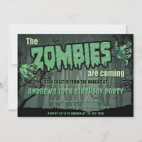 Creepy Dark Green Zombie Birthday Party